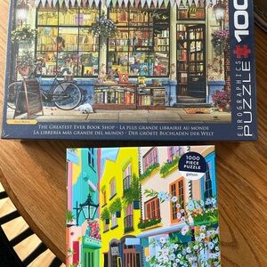 1000-Piece Puzzle Set - Vibrant Street & Bookshop ( unopened)